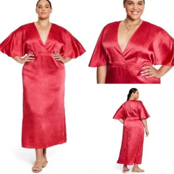 Fe Noel Dresses & Skirts - Fe Noel x Target Women's Size 20 Palm Leaf Print Flutter Sleeve Maxi Dress
